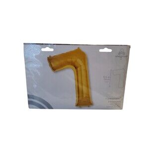 NEW Anagram Super Shape 53" Tall Foil Balloon Gold Number 7 Birthday Photo Prop